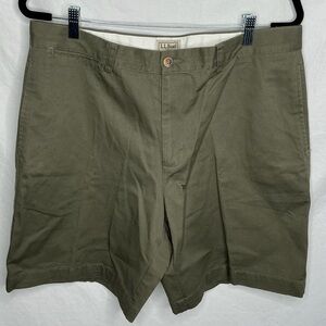 NWT LL Bean Mens Classic Khaki Cotton Dusty Green Chino Shorts 36W Preppy Golf